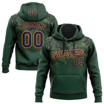 Custom Stitched Green Navy-Bay Orange 3D Pattern Design Tree Camo Gradient Hunting Sports Pullover Sweatshirt Hoodie