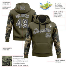 Load image into Gallery viewer, Custom Stitched Olive Steel Gray-White 3D Pattern Design Tree Camo Hunting Sports Pullover Sweatshirt Salute To Service Hoodie
