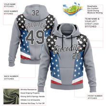 Laden Sie das Bild in den Galerie-Viewer, Custom Stitched Gray Steel Gray Black Blue Red-White 3D Pattern Design American Flag Inspire Patriotic Sportswear Pullover Sweatshirt Hoodie
