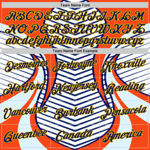 Laden Sie das Bild in den Galerie-Viewer, Custom Stitched White Navy Blue Orange-Gold 3D Pattern Design Sportswear Pullover Sweatshirt Hoodie
