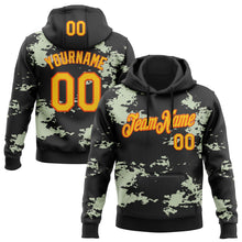 Laden Sie das Bild in den Galerie-Viewer, Custom Stitched Black Gold-Orange 3D Pattern Design Camo Sportswear Pullover Sweatshirt Hoodie
