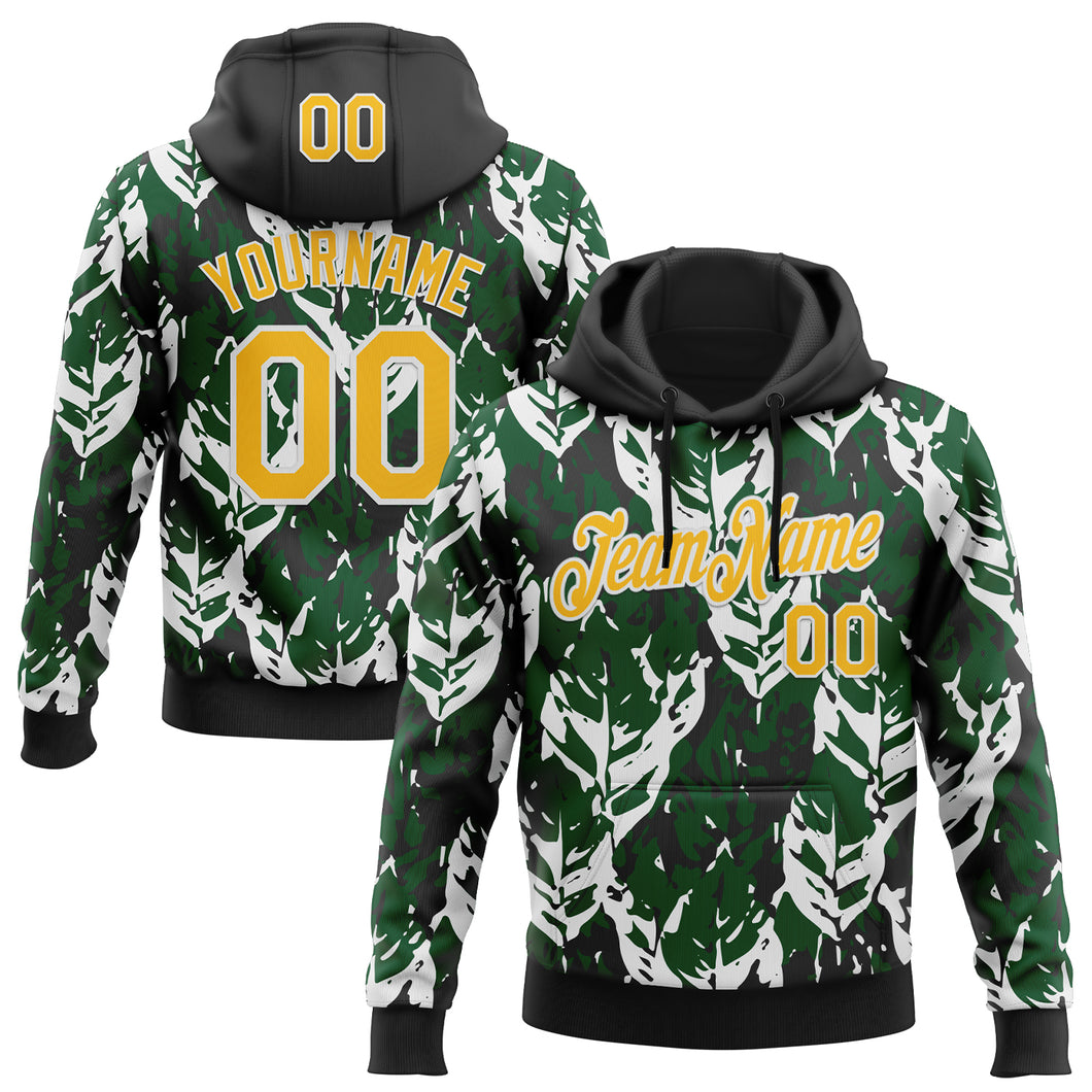 Custom Stitched Black Yellow Green-White 3D Pattern Design Sportswear Pullover Sweatshirt Hoodie