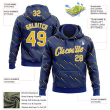 Charger l'image dans la galerie, Custom Stitched Royal Yellow-White 3D Pattern Design Slant Lines Sports Pullover Sweatshirt Hoodie
