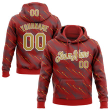 Load image into Gallery viewer, Custom Stitched Red Old Gold-White 3D Pattern Design Slant Lines Sports Pullover Sweatshirt Hoodie
