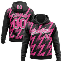 Load image into Gallery viewer, Custom Stitched Black Pink-White 3D Pattern Design Zigzag Shape Sports Pullover Sweatshirt Hoodie
