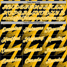 Load image into Gallery viewer, Custom Stitched Black Gold-White 3D Pattern Design Zigzag Shape Sports Pullover Sweatshirt Hoodie
