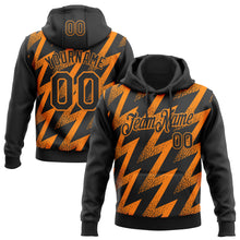 Load image into Gallery viewer, Custom Stitched Black Bay Orange 3D Pattern Design Zigzag Shape Sports Pullover Sweatshirt Hoodie
