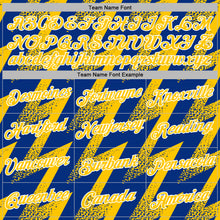 Laden Sie das Bild in den Galerie-Viewer, Custom Stitched Royal Yellow-White 3D Pattern Design Zigzag Shape Sports Pullover Sweatshirt Hoodie
