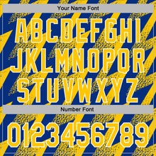 Laden Sie das Bild in den Galerie-Viewer, Custom Stitched Royal Yellow-White 3D Pattern Design Zigzag Shape Sports Pullover Sweatshirt Hoodie
