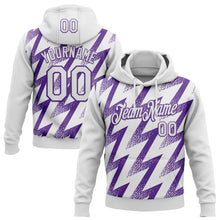 Загрузить изображение в средство просмотра галереи, Custom Stitched White Purple 3D Pattern Design Zigzag Shape Sports Pullover Sweatshirt Hoodie
