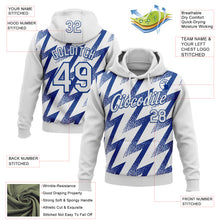 Charger l'image dans la galerie, Custom Stitched White Royal 3D Pattern Design Zigzag Shape Sports Pullover Sweatshirt Hoodie
