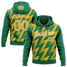 Laden Sie das Bild in den Galerie-Viewer, Custom Stitched Kelly Green Gold-White 3D Pattern Design Zigzag Shape Sports Pullover Sweatshirt Hoodie
