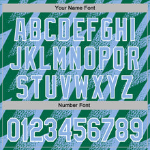 Laden Sie das Bild in den Galerie-Viewer, Custom Stitched Kelly Green Light Blue-White 3D Pattern Design Zigzag Shape Sports Pullover Sweatshirt Hoodie
