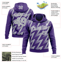 Загрузить изображение в средство просмотра галереи, Custom Stitched Purple Gray-White 3D Pattern Design Zigzag Shape Sports Pullover Sweatshirt Hoodie
