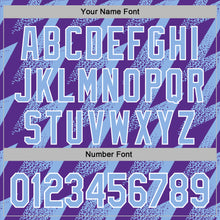 Загрузить изображение в средство просмотра галереи, Custom Stitched Purple Light Blue-White 3D Pattern Design Zigzag Shape Sports Pullover Sweatshirt Hoodie
