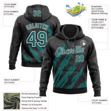 Load image into Gallery viewer, Custom Stitched Black Teal-White 3D Pattern Design Splash Sports Pullover Sweatshirt Hoodie
