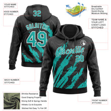 Load image into Gallery viewer, Custom Stitched Black Aqua-White 3D Pattern Design Splash Sports Pullover Sweatshirt Hoodie
