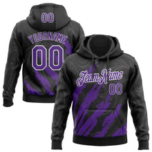 Load image into Gallery viewer, Custom Stitched Black Purple-White 3D Pattern Design Splash Sports Pullover Sweatshirt Hoodie
