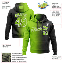 Load image into Gallery viewer, Custom Stitched Black Neon Green-White 3D Pattern Design Gradient Line Sports Pullover Sweatshirt Hoodie
