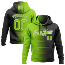 Load image into Gallery viewer, Custom Stitched Black Neon Green-White 3D Pattern Design Gradient Line Sports Pullover Sweatshirt Hoodie
