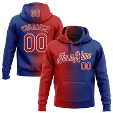Charger l'image dans la galerie, Custom Stitched Royal Red-White 3D Pattern Design Gradient Line Sports Pullover Sweatshirt Hoodie
