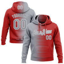 Load image into Gallery viewer, Custom Stitched Red Gray-White 3D Pattern Design Gradient Line Sports Pullover Sweatshirt Hoodie
