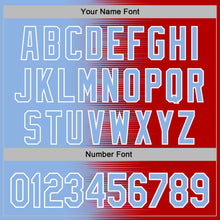 Load image into Gallery viewer, Custom Stitched Red Light Blue-White 3D Pattern Design Gradient Line Sports Pullover Sweatshirt Hoodie
