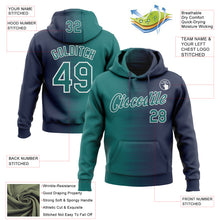 Load image into Gallery viewer, Custom Stitched Navy Teal-White 3D Pattern Design Gradient Line Sports Pullover Sweatshirt Hoodie
