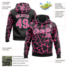 Load image into Gallery viewer, Custom Stitched Black Pink-White 3D Pattern Design Abstract Network Sports Pullover Sweatshirt Hoodie

