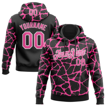 Custom Stitched Black Pink-White 3D Pattern Design Abstract Network Sports Pullover Sweatshirt Hoodie