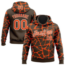 Load image into Gallery viewer, Custom Stitched Brown Orange-White 3D Pattern Design Abstract Network Sports Pullover Sweatshirt Hoodie

