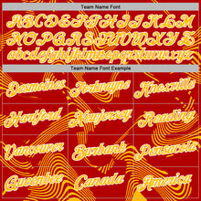 Load image into Gallery viewer, Custom Stitched Red Gold-White 3D Pattern Design Curve Lines Sports Pullover Sweatshirt Hoodie
