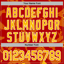 Load image into Gallery viewer, Custom Stitched Red Gold-White 3D Pattern Design Curve Lines Sports Pullover Sweatshirt Hoodie
