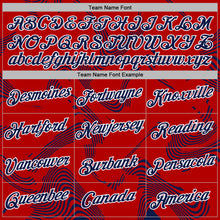Charger l'image dans la galerie, Custom Stitched Red Navy-White 3D Pattern Design Curve Lines Sports Pullover Sweatshirt Hoodie
