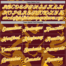 Laden Sie das Bild in den Galerie-Viewer, Custom Stitched Burgundy Gold-White 3D Pattern Design Curve Lines Sports Pullover Sweatshirt Hoodie
