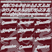 Laden Sie das Bild in den Galerie-Viewer, Custom Stitched Burgundy Gray-White 3D Pattern Design Curve Lines Sports Pullover Sweatshirt Hoodie
