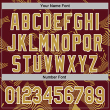 Charger l'image dans la galerie, Custom Stitched Burgundy Old Gold-White 3D Pattern Design Curve Lines Sports Pullover Sweatshirt Hoodie
