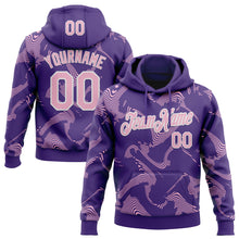 Загрузить изображение в средство просмотра галереи, Custom Stitched Purple Light Pink-White 3D Pattern Design Curve Lines Sports Pullover Sweatshirt Hoodie
