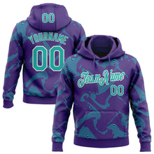 Загрузить изображение в средство просмотра галереи, Custom Stitched Purple Aqua-White 3D Pattern Design Curve Lines Sports Pullover Sweatshirt Hoodie
