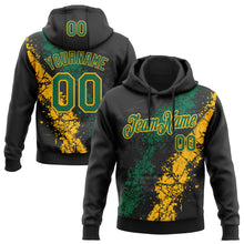 Load image into Gallery viewer, Custom Stitched Black Kelly Green-Gold 3D Pattern Design Splash Sports Pullover Sweatshirt Hoodie
