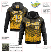 Load image into Gallery viewer, Custom Stitched Black Gold-White 3D Pattern Design Line Sports Pullover Sweatshirt Hoodie

