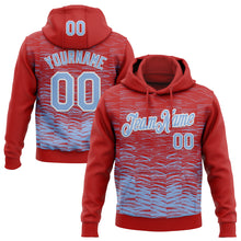 Load image into Gallery viewer, Custom Stitched Red Light Blue-White 3D Pattern Design Line Sports Pullover Sweatshirt Hoodie
