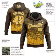 Load image into Gallery viewer, Custom Stitched Brown Gold-White 3D Pattern Design Line Sports Pullover Sweatshirt Hoodie
