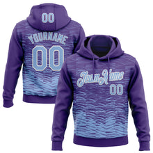 Загрузить изображение в средство просмотра галереи, Custom Stitched Purple Light Blue-White 3D Pattern Design Line Sports Pullover Sweatshirt Hoodie
