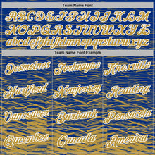 Laden Sie das Bild in den Galerie-Viewer, Custom Stitched Royal Old Gold-White 3D Pattern Design Line Sports Pullover Sweatshirt Hoodie
