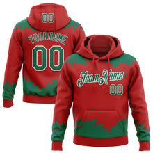 Load image into Gallery viewer, Custom Stitched Red Kelly Green-White 3D Pattern Design Fragment Sports Pullover Sweatshirt Hoodie
