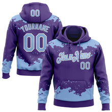 Загрузить изображение в средство просмотра галереи, Custom Stitched Purple Light Blue-White 3D Pattern Design Fragment Sports Pullover Sweatshirt Hoodie
