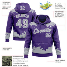 Загрузить изображение в средство просмотра галереи, Custom Stitched Purple Gray-White 3D Pattern Design Fragment Sports Pullover Sweatshirt Hoodie
