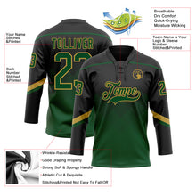 Load image into Gallery viewer, Custom Black Green-Old Gold 3D Pattern Gradient Square Shapes Hockey Lace Neck Jersey
