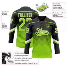 Charger l&#39;image dans la galerie, Custom Black Neon Green-White 3D Pattern Gradient Square Shapes Hockey Lace Neck Jersey
